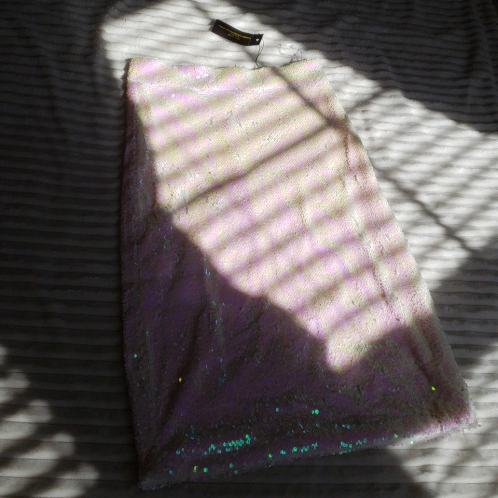 Iridescent sequin midi skirt